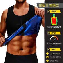 Men Slimming Body Shaper Waist Trainer Sauna Sweat Tank Top Gym Weight Loss Vest - Black - View 3