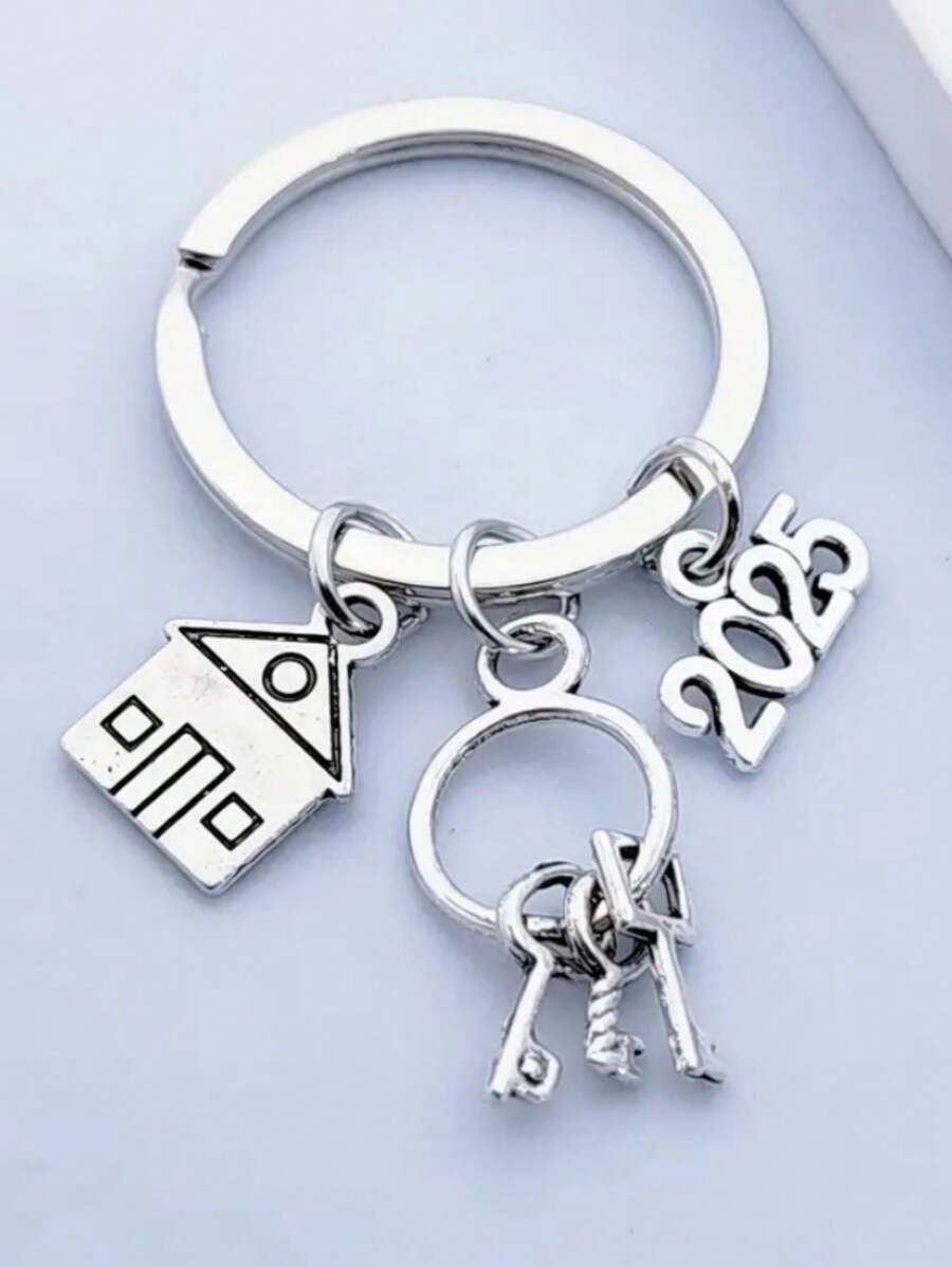 1pc Unisex 2025 House Tool Key Chain, DIY Accessory, Creative Architect Gift, Bag Charm - Silver - View 1
