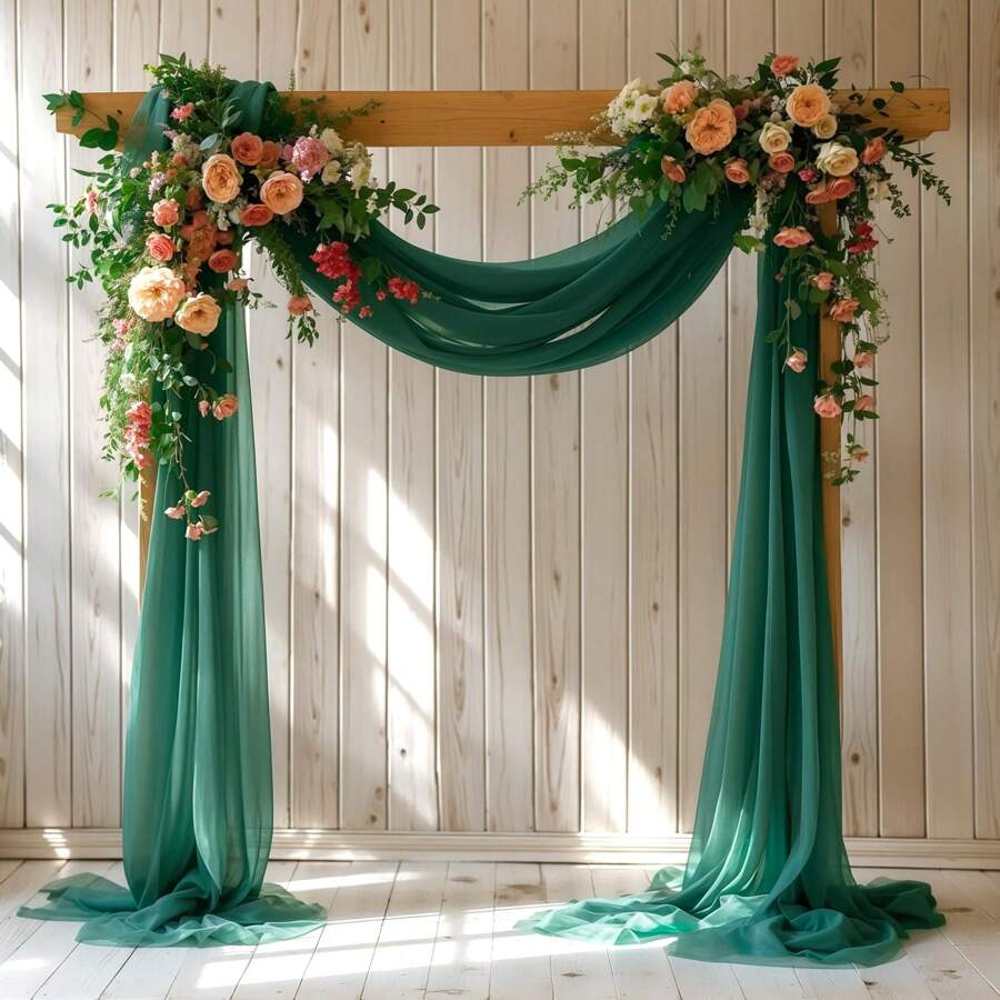 1 tấm vải trang trí cổng cưới màu xanh đậm, kích thước 75cm/160cm x 600cm/800cm, rèm voan mỏng, thích hợp cho lễ cưới, trang trí trần nhà tiệc tùng.