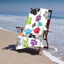 1 szt. Sportowy ręcznik plażowy Outdoor High Definition Digital Printed Cute Color Footprint Design, mata do jogi do sportów halowych, szal przeciwsłoneczny na plażę, przenośny, chłonny, szybko schnący ręcznik kąpielowy