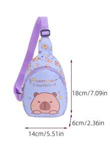 Capybara Pattern Kids Waist Bag, Cartoon Fashion Girls Mini Chest Bag, Casual Sling Crossbody Bag For Boys Toddler, Lightweight