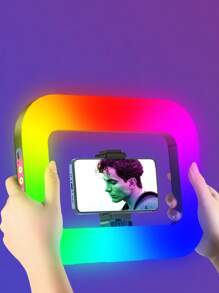 YM200 手持式环形灯，适用于手机摄影 - 2000K-8500K 色温和 CRI96+，亮度可调，便携式自拍灯，适合自拍和直播，便携式灯