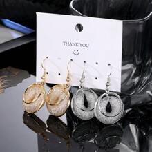 2pcs Women's Wide And Thick Gold Ear Ring Set, Daily Wear