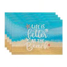1pc/4pcs/6pcs Summer Decorative Placemats, Bicycle, Starfish, Coconut Tree, Letter Linen Placemats, Dirt-Resistant Placemats, Suitable For Home, Restaurant, Dining Table Decor, Household Supplies