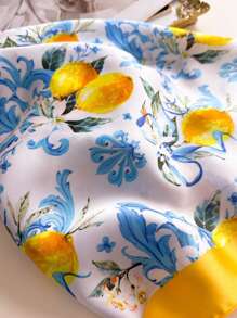 1 件女士柠檬图案时尚头巾，适合日常生活