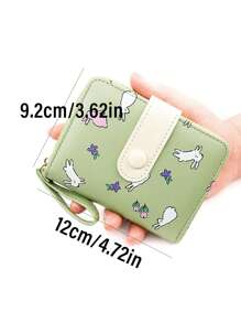 Girl's Cartoon Rabbit Wallet, Student Zipper Coin Purse, Ladies Short Wallet, Tri-Fold Coin Pouch, Multi-Card Holder - Multicolor - View 5