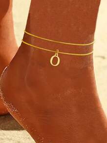 1pc Fashionable & Elegant Wrap-Style Letter Ankle Chain, Suitable For Women Everyday Wear, Beach, Date, Birthday Party, Mother's Day Gift