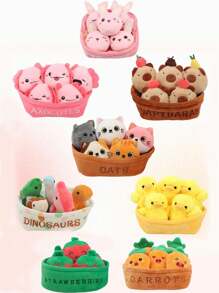 20 厘米/7.87 英寸 Kawaii A Basket 毛绒玩具系列带篮子水豚、猫、草莓、兔子、恐龙和墨西哥钝口螈毛绒动物玩具，适合儿童生日派对家居女孩房间装饰感恩节的完美礼物 - 彩色 - 查看 12