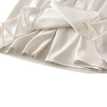 Women's Satin Long Skirts Luxury Elastic Waist Solid Color A-Line Skirts Flowy Midi Skirts - 米色 - 查看 4