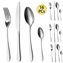 30 piezas Juego de cubiertos de acero inoxidable con tenedor de pastel para 6 personas, Juego de cubiertos duradero de 30 piezas, Juego de cubiertos aptos para lavavajillas, Juego de cuchillo, tenedor y cuchara