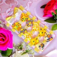 Kit 6 Mini laços de bebê Cetim laços de cabelo infantil Faixinha Tiarinha Rn Amarelo