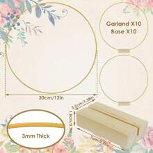 1pc/5pcs/10pcs DIY Metal Lightweight Flower Wreath Rings, Handmade Metal Light Chain With Wood Base For Wedding Party Decor, Floral Wreath Ring With Stand, Suitable For Christmas, Wedding, Holiday Party Table Centerpieces - Multicolor - View 5