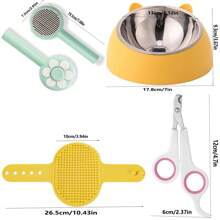 4 件套猫/狗爱好者礼物和狗/猫妈妈爱宠物喂食碗、猫/狗爱好者礼物和狗/猫妈妈爱宠物毛刷、猫/狗爱好者礼物和狗/猫妈妈爱宠物按摩刷、猫爱好者和猫妈妈爱清洁刷、猫/狗爱好者礼物和狗/猫妈妈爱宠物（猫爱好者和猫妈妈爱/狗爱好者和狗妈妈爱）美容沐浴清洁套装