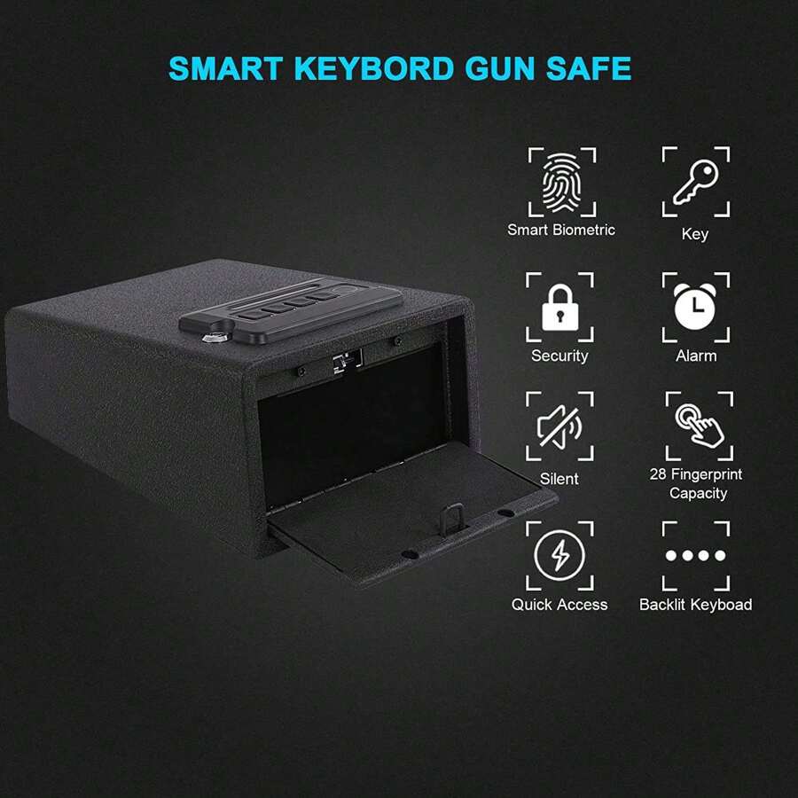 Compact Personal Safe – Small Security Safe With Electronic Lock, Black - Black - View 1
