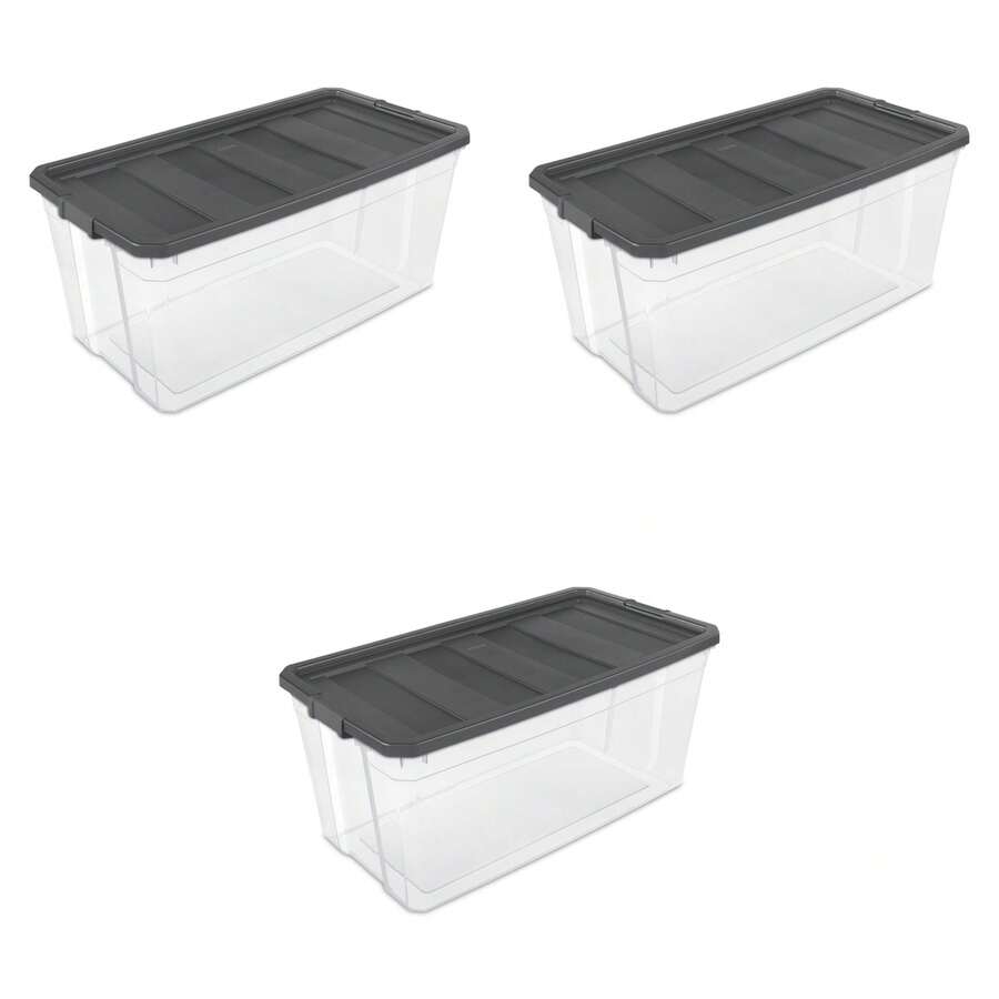200 Quart Stacker Box, Clear Plastic Bin With Lid, Dark Gray, 3 CountLaundry Bags Back To School - Dark Grey - View 1