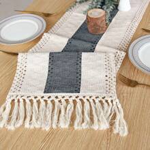 1 pezzo Runner da tavolo bohémien in macramè per decorazioni per la casa, runner da tavolo in macramè color crema e marrone con nappe per il decoro boho di sala da pranzo e camera da letto, rustico per doccia nuziale, runner da tavolo stile fattoria, tovaglietta, decorazioni per la casa per il Ringraziamento e il Natale (disponibile in varie misure)