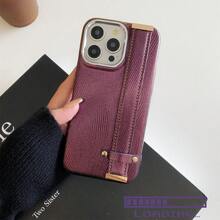 1 Ốp lưng da PU cao cấp màu tím sang trọng tương thích với iPhone 16 15 14 Plus 13 12 Promax 11 Ốp lưng bảo vệ điện thoại chống rơi họa tiết sọc gợn sóng thời trang phong cách Hàn Quốc và Nhật Bản Chống nước Chống sốc Chống trầy xước - Màu tím - Xem 6