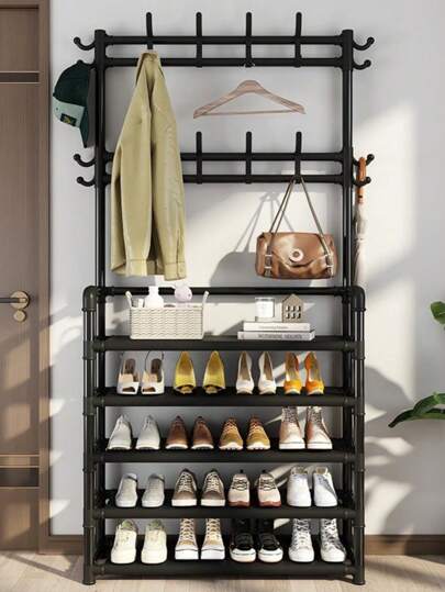 Zapatero metálico de varios niveles - Organizador que ahorra espacio para la entrada, porche, patio, dormitorio, salón - Duradero, fácil de montar, ajustable, diseño compacto para varios tipos de habitaciones, muebles de almacenamiento portátiles