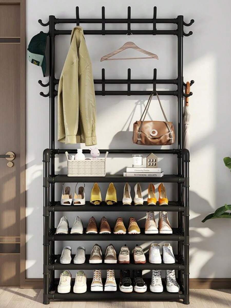 Multi-Tier Metal Shoe Rack - Space-Saving Organizer For Entryway, Porch, Patio, Bedroom, Living Room - Durable, Easy To Assemble, Adjustable, Compact Design For Various Room Types, Portable Storage Furniture - Multicolor - View 1