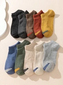 10 Pairs Kids & Youth College Style Athletic Socks, Colorful Short Ankle Socks - Multicolor - View 2