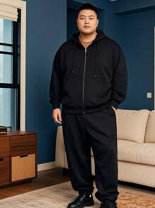 Men Plus Size Hoodies - màu đen - Xem 2