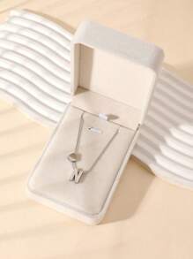 1 Fashion Simple Stainless Steel Love Letters Ladies Pendant Necklace Suitable For Ladies Daily Wear Holiday Dating Gift Jewellery Mother's Day Gift (With Gift Box)