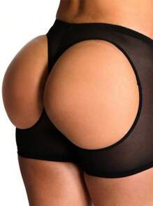 Women Hip Shape Wear Tummy Control Butt Lifter Panties, Hollow Body-Shaper High Waist Shapewear, Slimmer Boyshort Underwear - 黑色 - 查看 3