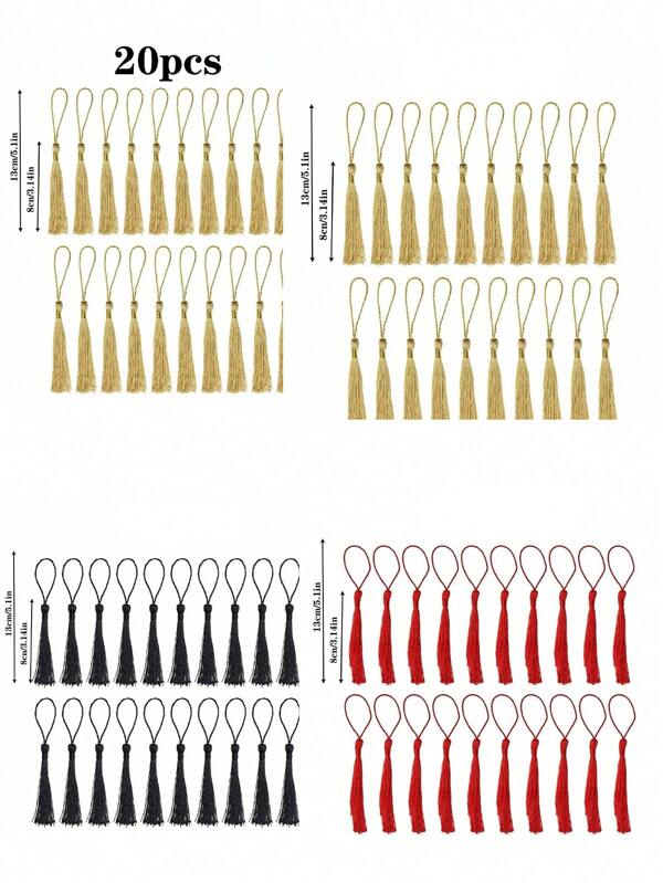 20pcs Silky Handmade Soft Tassel Rings For Jewelry Making, DIY Craft Accessories, Bookmarks, Graduation Ceremonies, Garment Sewing, Etc.