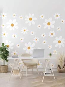 12 Sheets Daisy Wall Decal Flowers Wall Stickers, Large Cute Daisy Stickers White Flower Decals Ready To Peel And Stick Nursery Bedroom Living Room Home Decor, Bohemian Wall Stickers Wall Decor Baby Room Wall Stickers Summer Window Stickers Daisy Stickers Bedroom Wallpaper.(There Is A Thin Film On The Outside That Needs To Be Removed Before Use.) - White - View 5