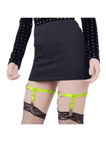 2 Pcs Adjustable Elastic Thigh Garter Belts Punk Gothic Heart Leg Garter With Metal Clip - Multicolor - View 4