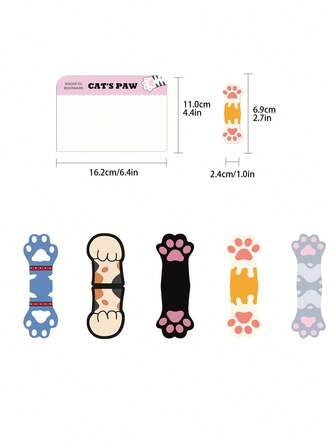 5pcs Cute Cat Paw Magnetic Bookmarks Book Decoration,School Supplies,Back To School