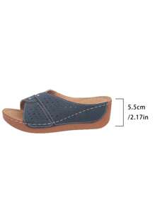 Women's Summer Casual Criss-Cross Open Toe High Heel Hollow Thick Bottom Rhinestone Sandals