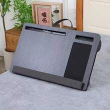 Lap Table With Wrist Rest, Mouse Pad And Phone Holder - Gray Wood Grain - Fits Laptops Up To 15.6 Inches Tall