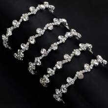 Cadena de cristal de diamantes de imitación con garra brillante - 900mm/35,43" Adorno decorativo de vidrio para ropa, hogar, boda DIY, decoración de abaya Eid, regalos del Día de la Madre y Pascua (base dorada/plateada blanca y AB) - 4 estilos metálicos de lujo