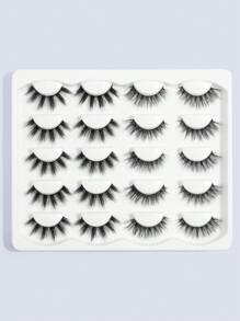 Happy Butterfly 10 Pairs Of Natural Fake Eyelashes, 3D Mink Fur Fake Eyelashes, Dense And Curly, Anime Style, For Daily And Long-Lasting Makeup, Enlarges Eyes - 尖尾漫畫款 - 查看 3