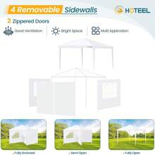 Gazebo 3x3 Waterproof Stable Winterproof, Garden Gazebo 3x3 With Windows & Removable Sidewalls, UV Protection, For Garden, Party Tent, Wedding, Commercial Activities, Includes Pegs, White - 白色 - 查看 6