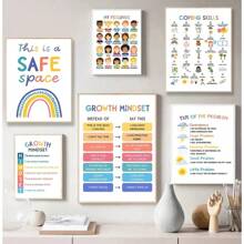 1pc Mental Health Psychotherapy Canvas Paintings Nordic Nursery Wall Art Pictures Poster Print For Kids Room Counselor Office Decor No Frame