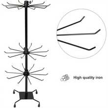 3 Tier Rotating Jewelry Tower Necklaces Hanger Stand Jewelry Holder Keyring Display Rotating Stand Rack For Organize Jewelry Necklaces Earrings Black - Black - View 6