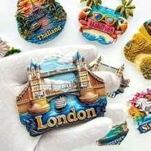 1pc Resin Britain London Tower Bridge Big Ben Elizabeth Tower White Cliffs Of Dover Fridge Magnet Travel Souvenir Landmark Magnetic Sticker Sheep Wales Brecon Beacons Park Home Decor, Meaningful Creative Gift, Thames River - Multicolor - View 19