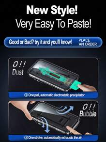 ZYONS 1pc Matte Anti-Dust Privacy Screen Protector Film, Compatible With IPhone 17 Pro Max, 17 Pro, 17 Air, 17/16 Pro Max, 16 Pro, 16 Plus, 16/16E, 15 Pro Max, 14 Pro Max, 13/12/11, XS Max, XR Plus Series, Anti-Fingerprint, Anti-Peeping, Auto Dust Removal, Bubble-Free, Anti-Glare Full Coverage, Compatible With Phone Cases - Black - View 3