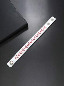 1pc Men's Creative Leather Wax Thread Braided Bracelet, Fashion Handmade Baseball Knitted Jewelry Accessory - Multicolor - View 6