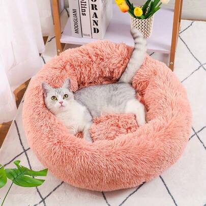 Calming Dog Bed, Donut Cuddler Warm & Soft Plush Round Bed,Faux Fur Cushion Bed, Suitable For Small/Medium Dogs, Cats, Hamsters
