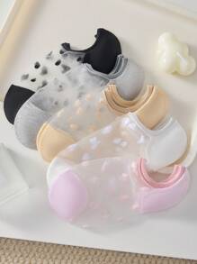 5pairs Dot Pattern Comfortable And Fashionable Low-Cut Invisible Socks - Multicolor - View 6