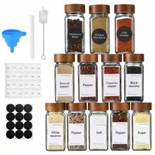 Spice Jars,Spice Jars With Label 6-12Pcs,Seasoning Containers,Glass Spice Jars With Bamboo Lids,Kitchen Essentials,Spices Container Set,Kitchen Set,Seasoning Organizer,Spice Rack Organizer For Cabinet