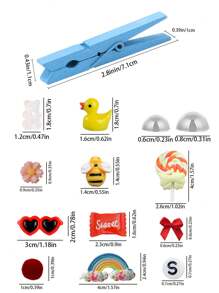 80Pcs Cheer Pins Spirit Clips Clothes Wooden Cheer Pins For Backpacks Include 90Pcs Mini Resin Ducks Mini Bows Cheer Clothespins Decorations Ribbon Team Classroom Cheer Gifts Bulk(Colorful Wood)