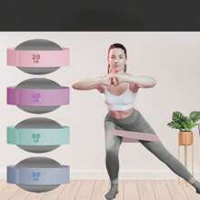 1 件钩针阻力带，瑜伽臀部阻力带，带印刷弹力值，防滑滴胶