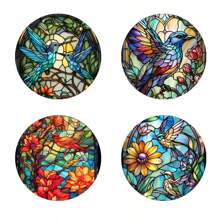 4 件套自然鲜艳的彩色鸟类和花卉图案杯垫，适用于办公室、浴室、厨房、客厅、卧室装饰、防滑桌垫 - 彩色 - 查看 14