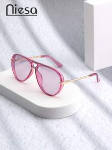 1pc Metallic Rim Aviator Fashion Glasses For Women, Classic And Fashionable Shades Beach Accessories Beach Accessories For Women Glasses Shades Basics Fall Winter Women Outfits Clothes Business Casual Gifts For Summer Beach Vacation,Outdoor,Travel Vintage Style Oversized Aviator Frame For Going Out Outfit,Back To School