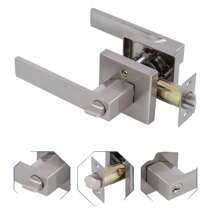 Homex Square Handle Lock For Bedroom Door With Silver Keys - Silver - View 1