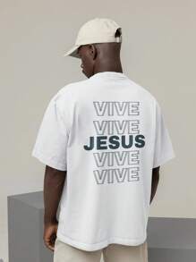 Unisex Oversized Gospel T-Shirt 100% Cotton – Christian Print | Faith, God, Jesus, Bible Verses | Evangelical Fashion, Christian Streetwear, Praise And Worship | Clothing For Services And Events | Perfect Gift For Christians - 白色 - 查看 1